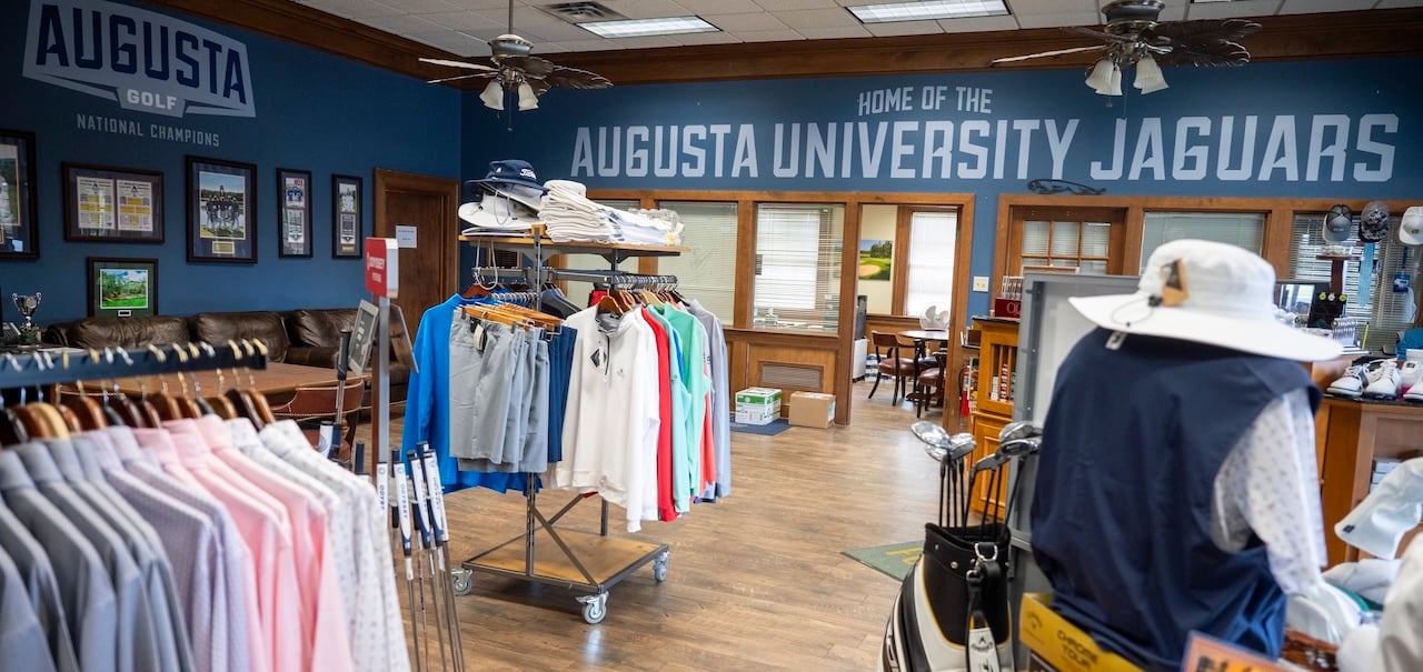 Augusta University branding on display at Forest Hills Golf Club in Augusta, Ga., Monday Morning March 25, 2024. 

Photo by Michael Holahan
3/25/24 10:42:04 AM